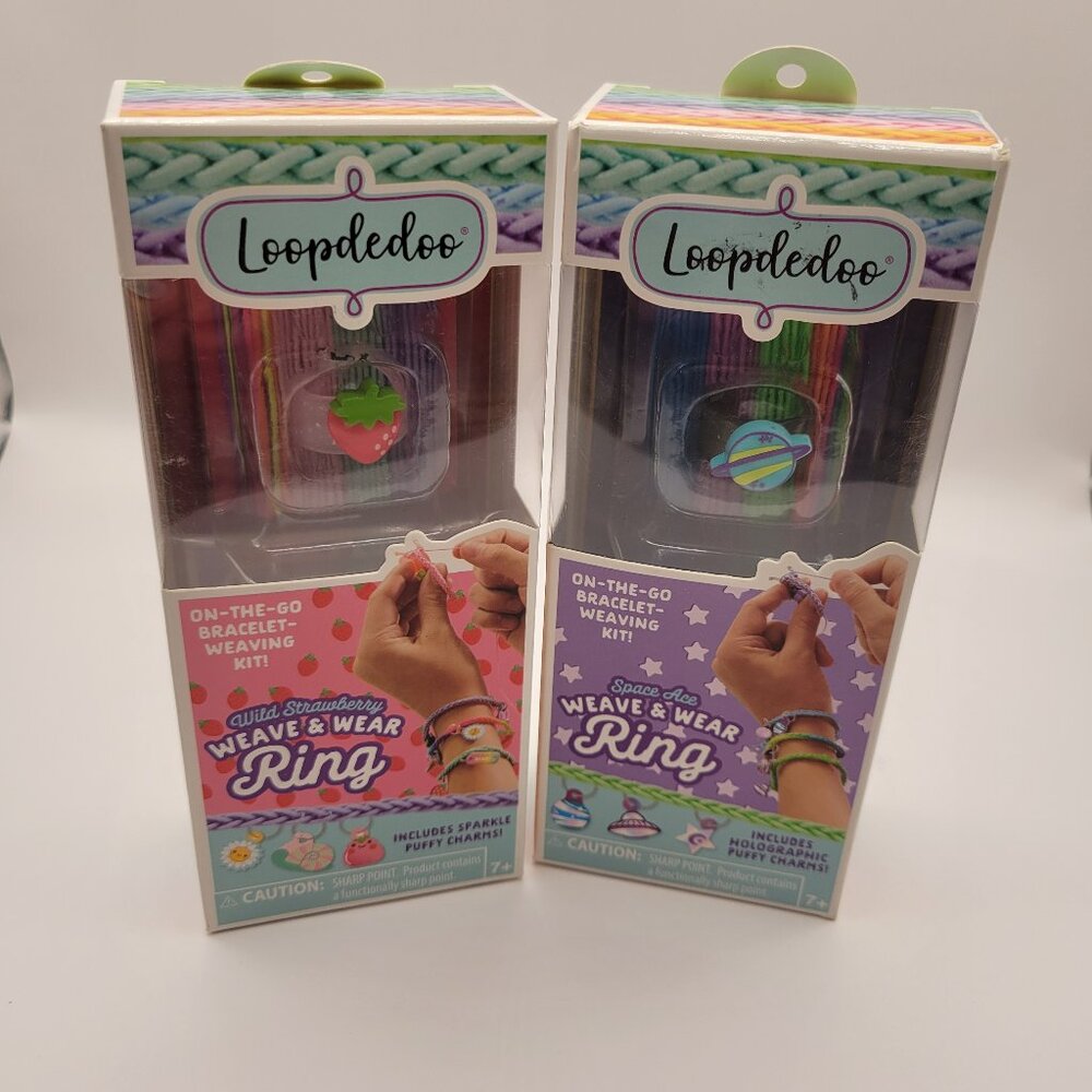 Loopdedoo Weave and Wear Bracelet Weaver Strawberry and Space Lot of 2 NEW